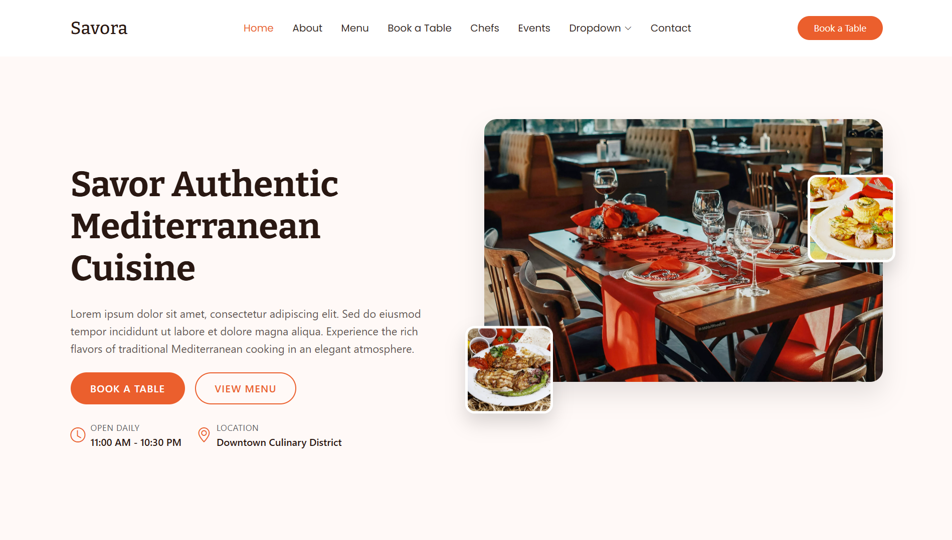 Savora Dain - Restaurant brand website design
